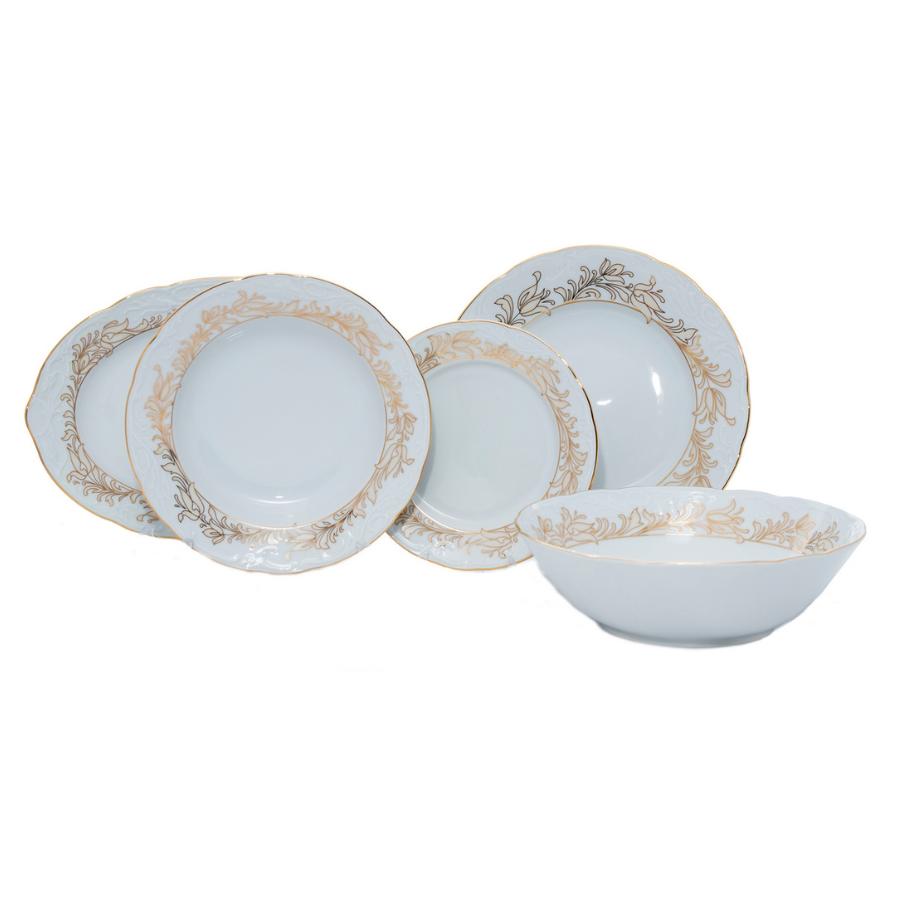 TULIP decor Aur - Serviciu de masa portelan Bohemia - 6 persoane (20 piese)