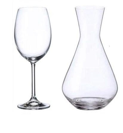 FRINGILLA - Set 6 pahare sticla cristalina cu decanter 1200 ml