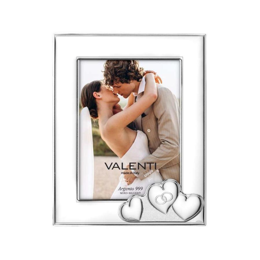 Rama Foto Argint "Inimi" 18×24 cm - cadou nunta verighete