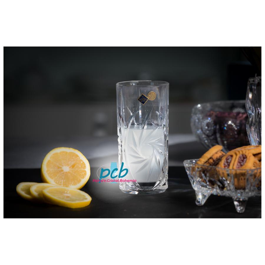 PINWHEEL Set 6 pahare cristal Bohemia apa/suc 370 ml