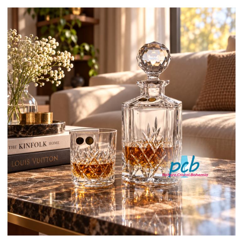 BRIXTON – Set de whisky din cristal Bohemia, 7 piese (6 pahare + decantor)