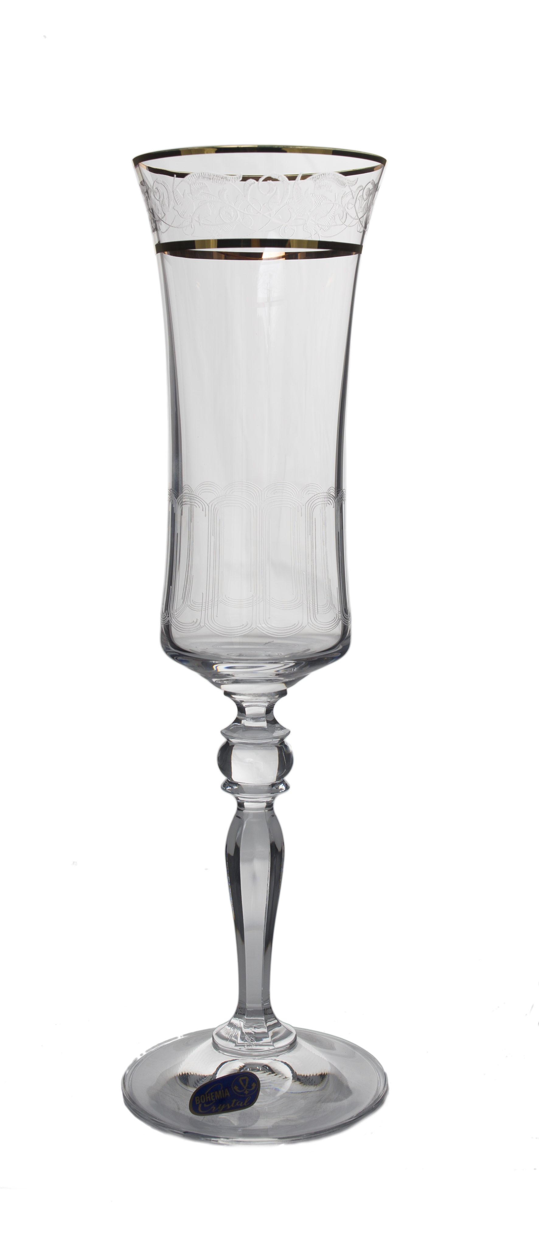 GRACE decor aur - Set 6 pahare sticla cristalina sampanie 190 ml
