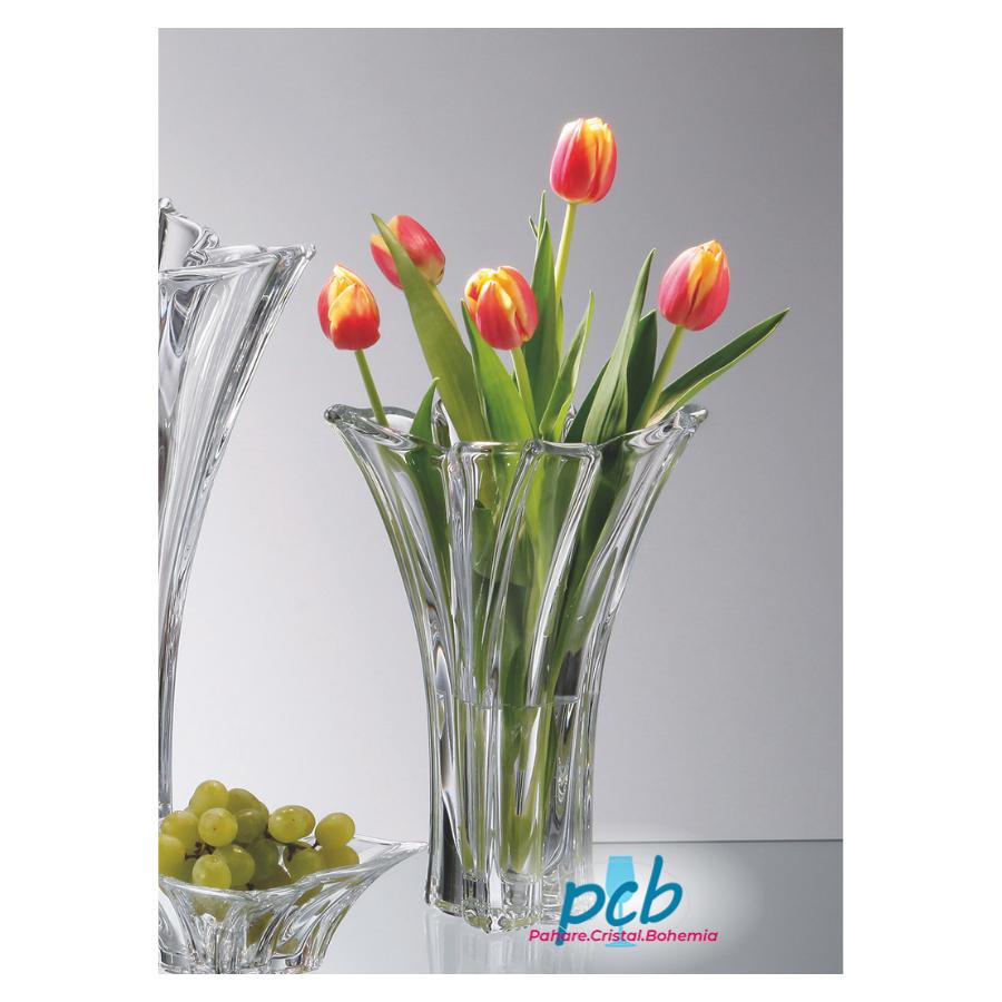 FLORALE – Vază evazată sticlă cristalină Bohemia, 28 cm