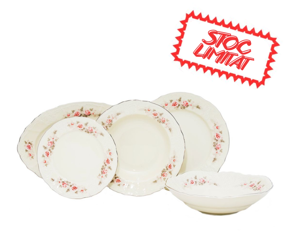 BERNADOTTE ROSE - Serviciu de masa portelan Bohemia - 6 persoane (20 piese)