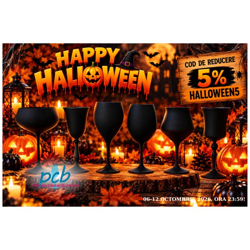 GAMBIT – Set 6 pahare sticlă cristalină Bohemia vopsita NEGRU MAT