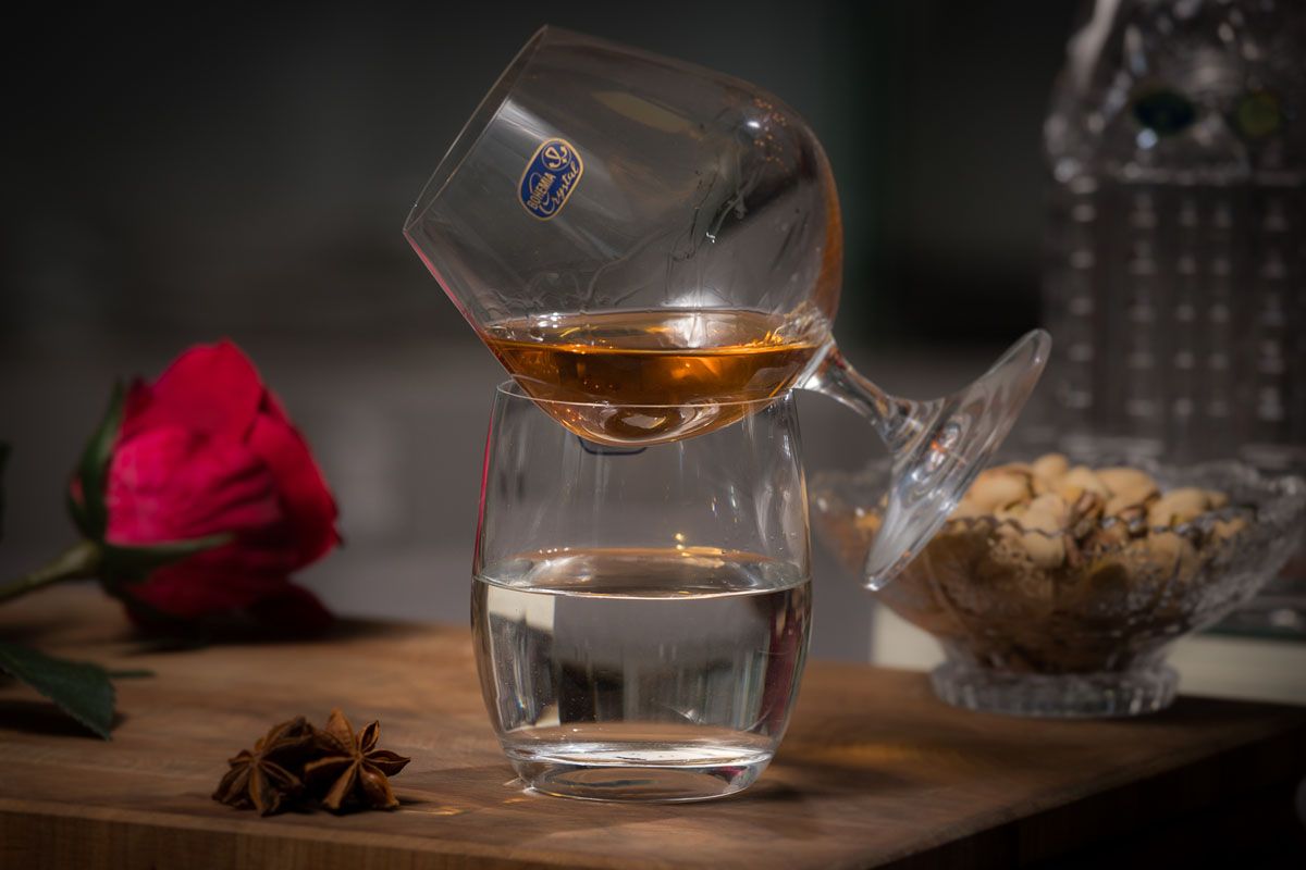 LARA - Set 6 pahare sticla cristalina cognac 400 ml