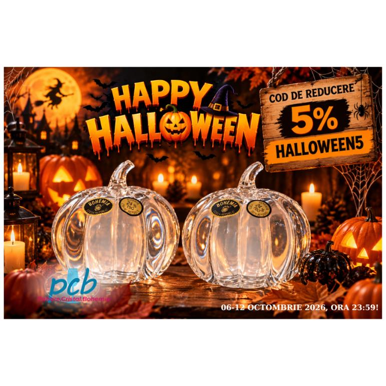 Set 2 solnițe pentru sare/piper din cristal Bohemia model "Dovleac"
