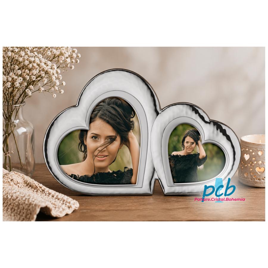 Rama foto Argint "Inimi la Unison" 20x20 cm & 13x13 cm