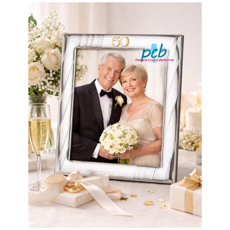 Rama Foto Argint "ROMA" 20x25 cm - cadou aniversare 50 Ani Casatorie