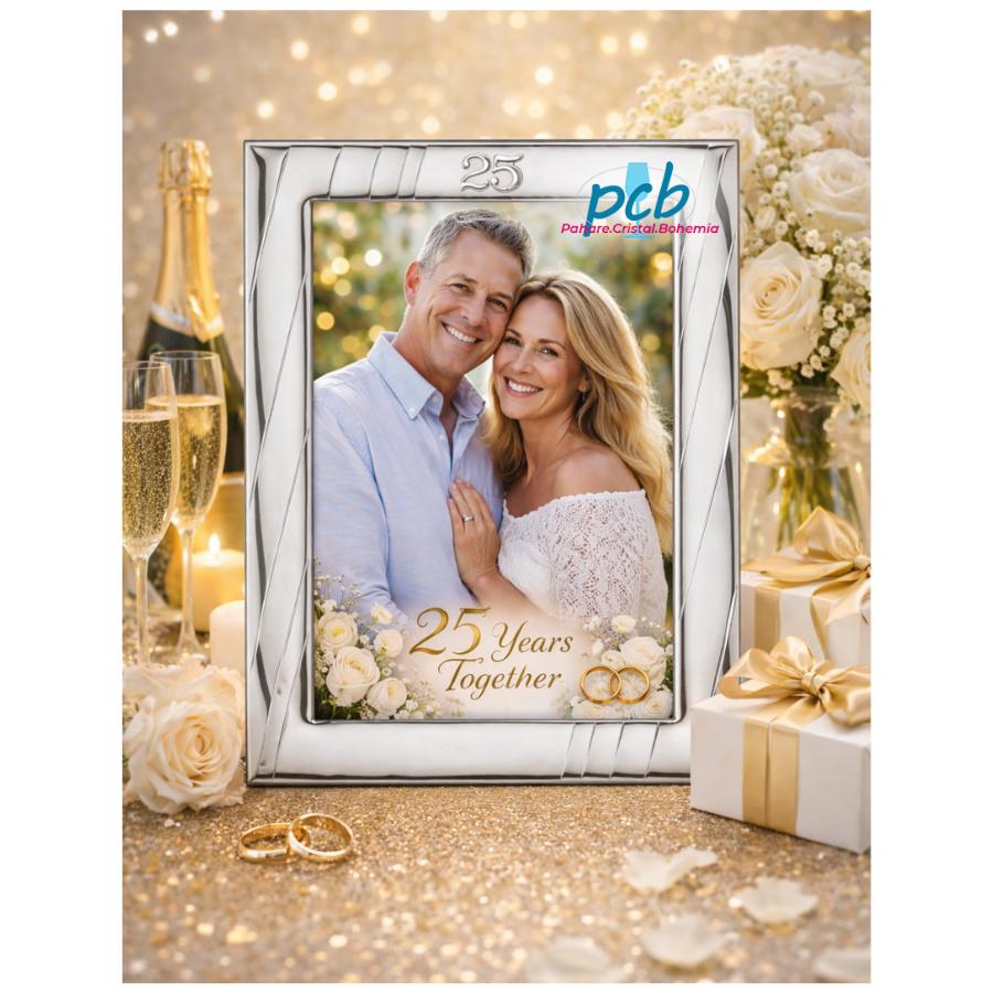 Rama Foto Argint "ROMA" 20x25 cm - cadou aniversare 25 Ani Casatorie