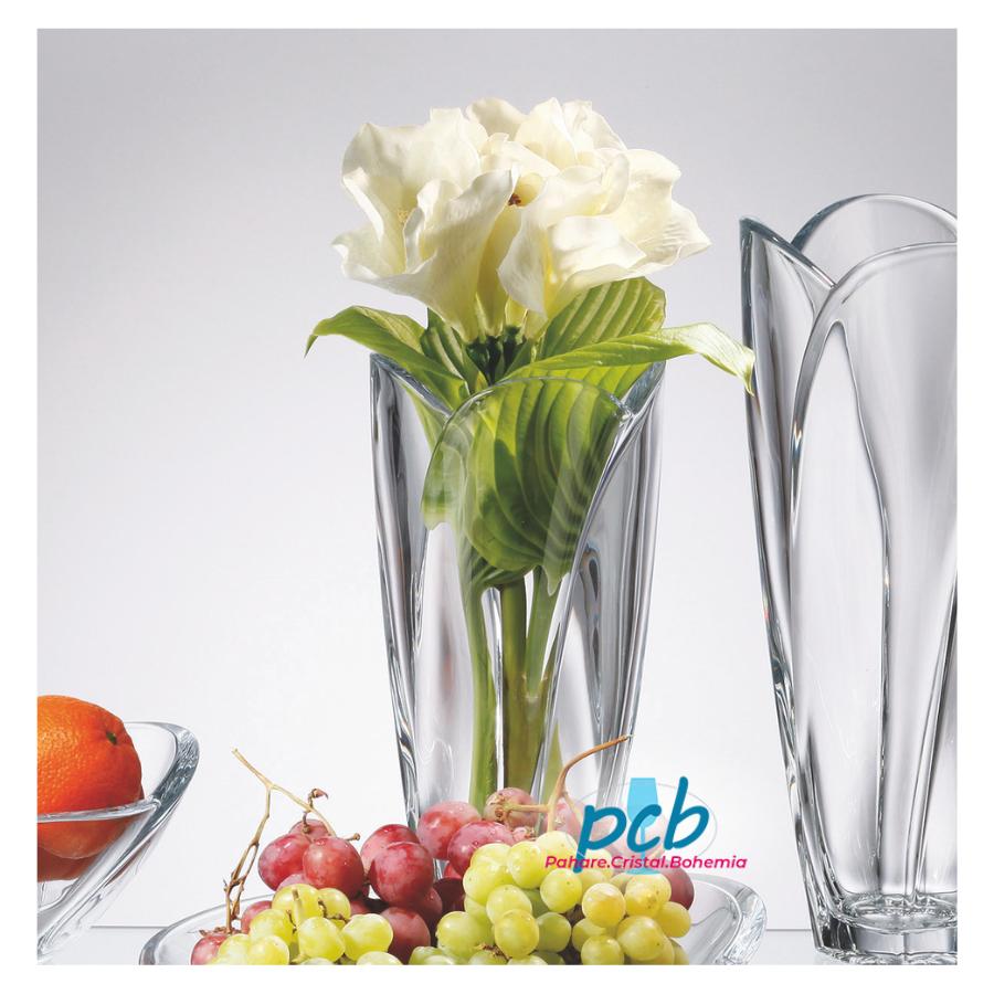 GLOBUS – Vază evazată sticlă cristalină Bohemia, 30,5 cm