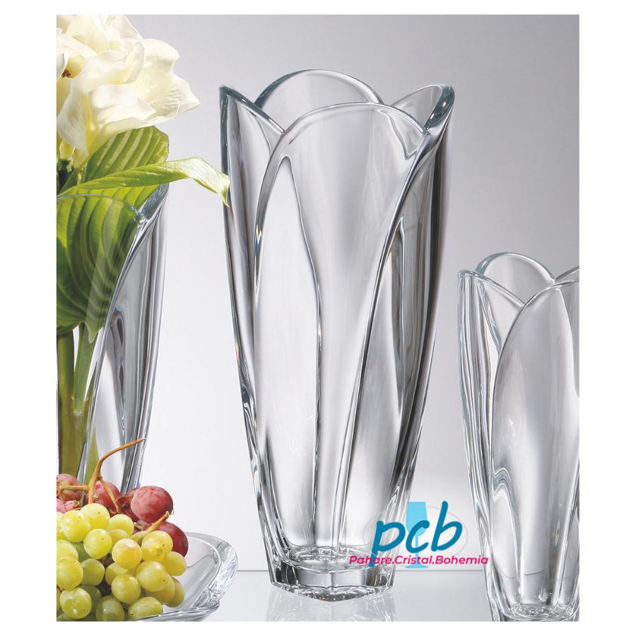 GLOBUS – Vază evazată sticlă cristalină Bohemia, 35,5 cm
