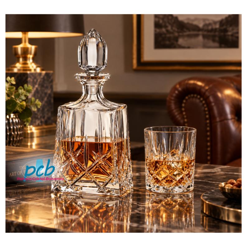 SHEFFIELD – Set de whisky din cristal Bohemia, 7 piese (6 pahare + decantor)