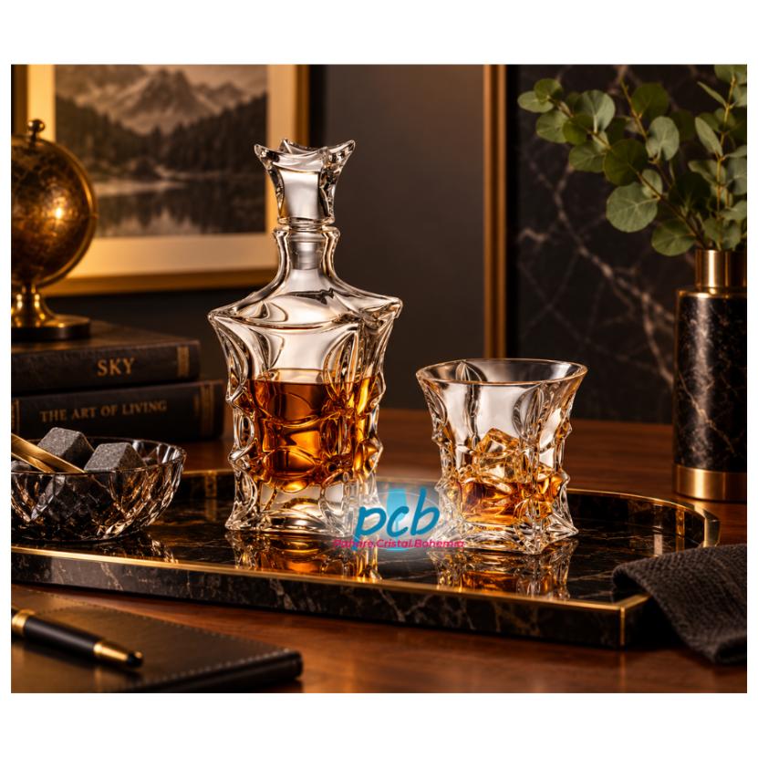 LADY – Set de whisky din cristal Bohemia, 7 piese (6 pahare + decantor)