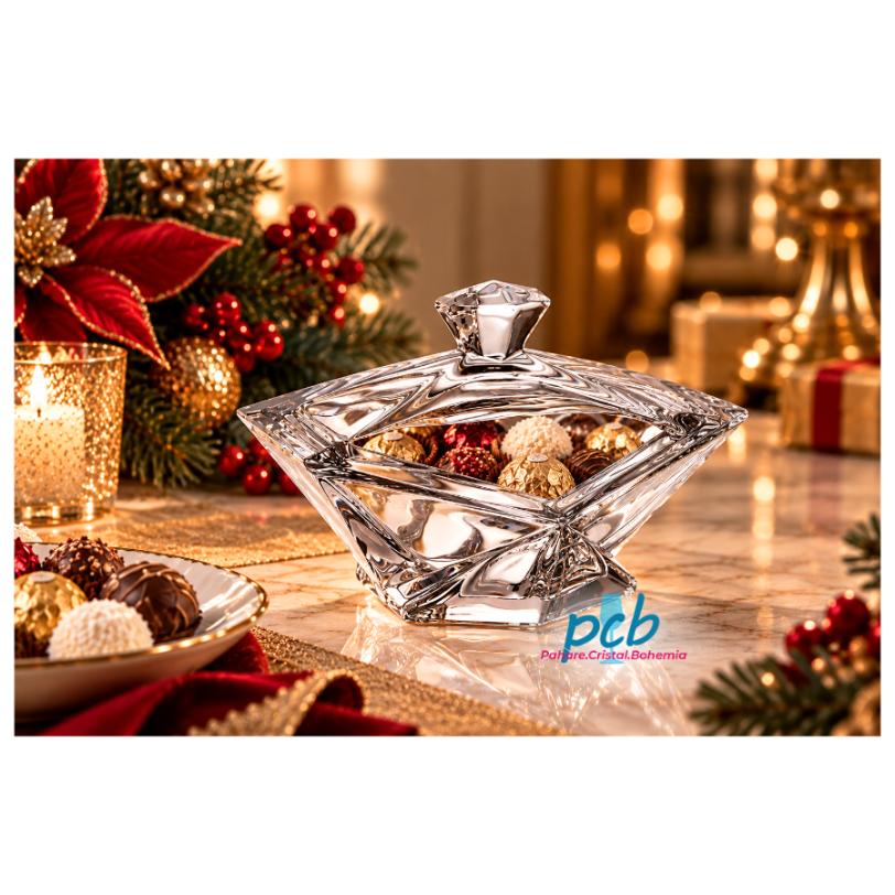 ORIGAMI – Bombonieră din sticlă cristalină Bohemia, 16 cm