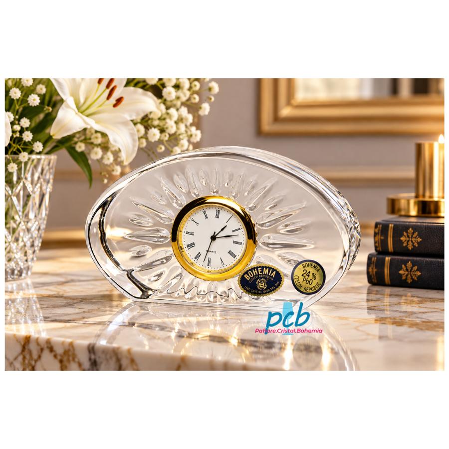 Ceas din cristal (cadran auriu), 12 cm