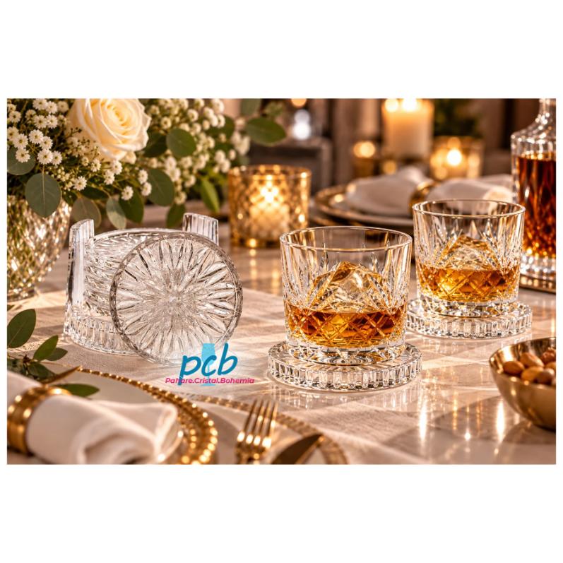 Suport pahare cristal Bohemia, 7 piese