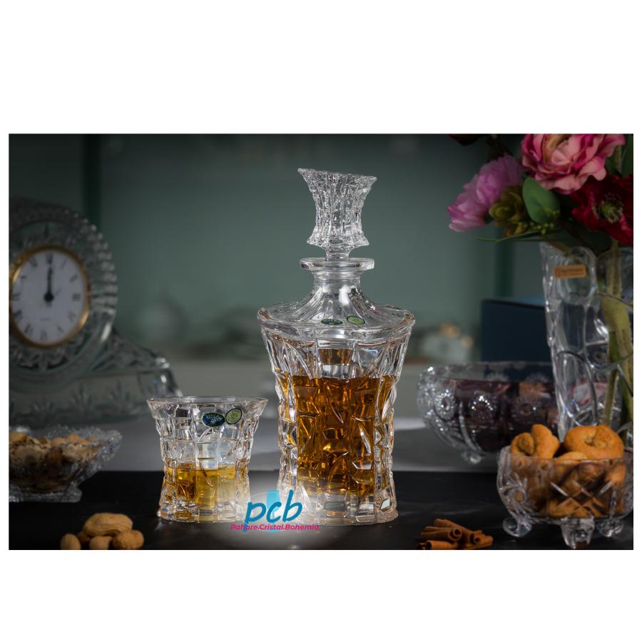 PATRIOT – Set de whisky din cristal Bohemia, 7 piese (6 pahare + decantor)