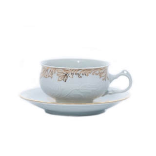 TULIP decor aur - Serviciu de ceai din portelan 155 ml - 6 persoane