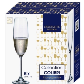 COLIBRI - Set 6 pahare cristalin sampanie 220 ml