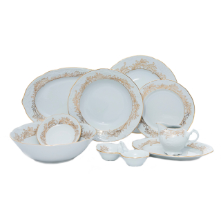 TULIP decor aur - Serviciu de masa din portelan - 12 persoane