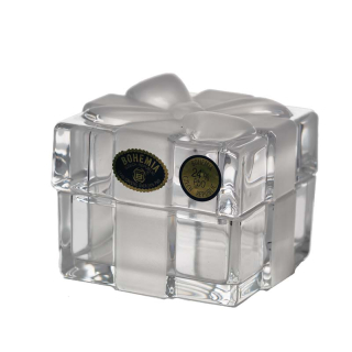 Bomboniera cristal  forma "Cutie cadou" 7.2 cm